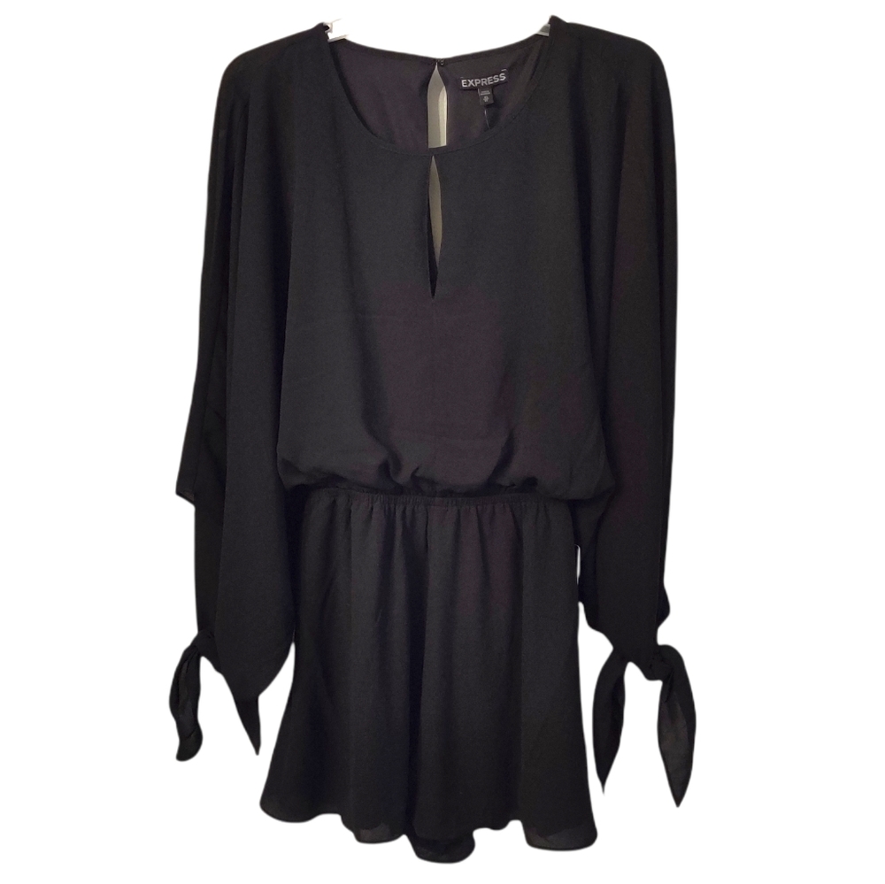 Express Romper, Tie Sleeve, Keyhole Open Back